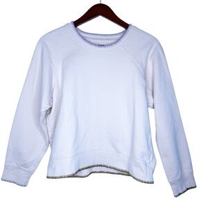 MADEWELL Mufti Color Stitched Cropped Sweatshirt Top Size Large in Cream